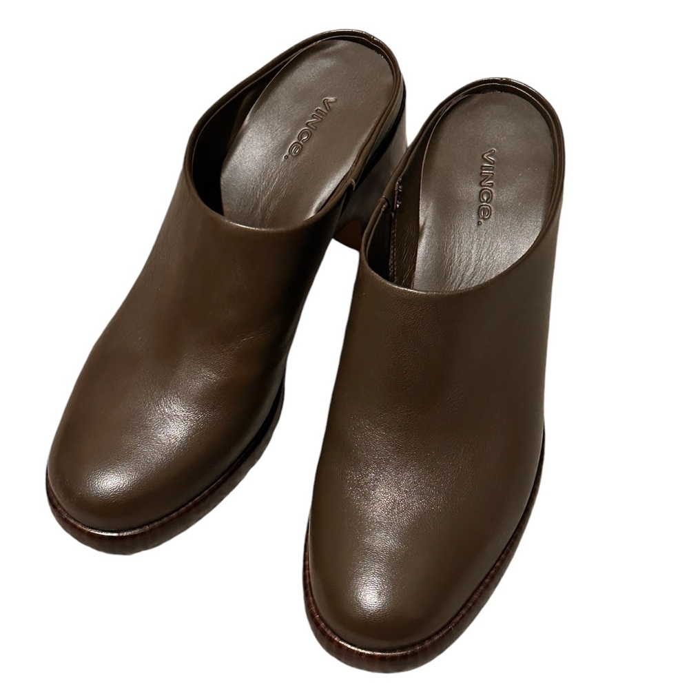 Vince Navina Leather Mules, Clove, size 9